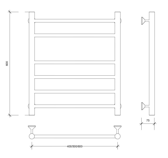 Полотенцесушитель водяной 60x60 Триада 5 (хром) Secado арт. 4603777443917