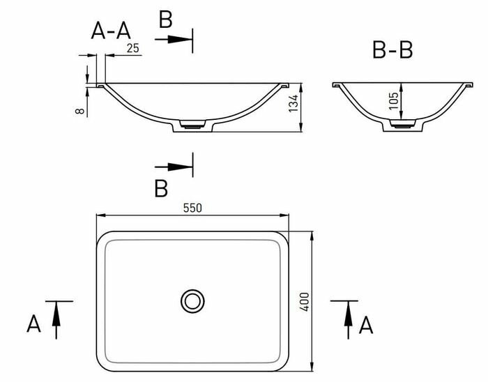 Раковина 55x40, матовая, Salini MAREA арт. 1802206M