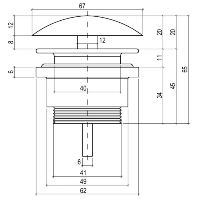 Донный клапан для раковины фиксированный, глянцевая, Salini арт. 16631WM