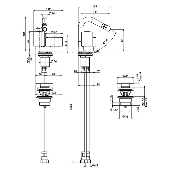 Fima Carlo Frattini Смеситель для раковины, на 1 отв., с донным клпаном, So, F3172NS цвет: черный