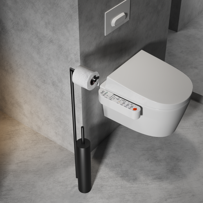 Туалетный ершик в комплекте с держателем туалетной бумаги, Wonzon & Woghand, WW-V4602-MB цвет: черный