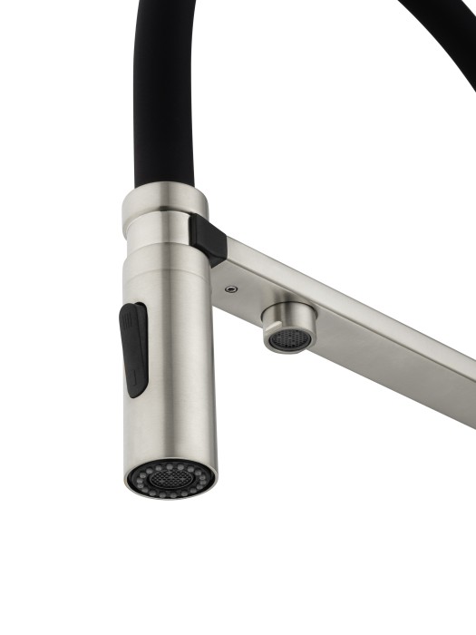 Смеситель для кухни с гибким изливом и подключением фильтра, Wonzon & Woghand, WW-88458009-BN цвет: никель