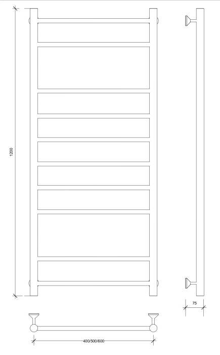 Полотенцесушитель водяной 120x60 Триада 2 (черный) Secado арт. 4673739229033
