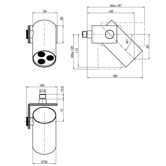 Fima Carlo Frattini Верхний душ 16.3х8см., настенный, цвет черный матовый, Wellness, F5918NS цвет: чёрный