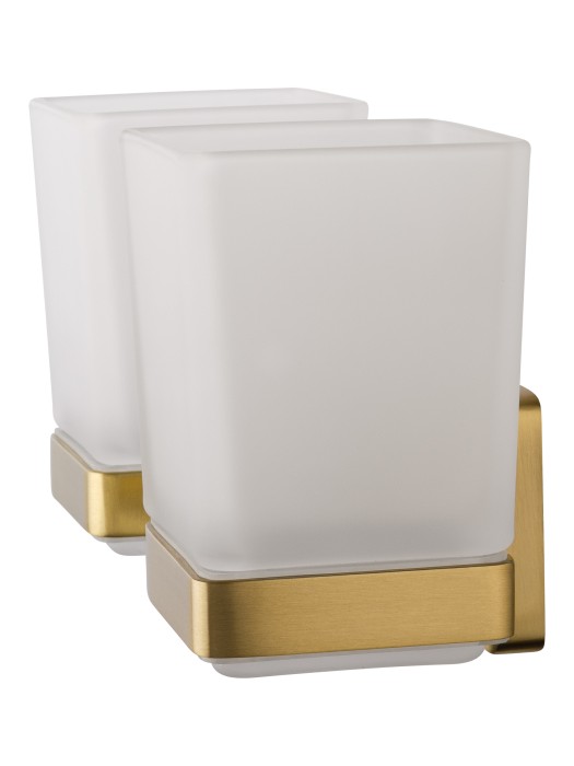 Два стакана для зубных щеток с держателем, Wonzon & Woghand Roma, WW-7228 цвет: бронза