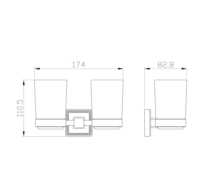 Два стакана для зубных щеток с держателем, Wonzon & Woghand Roma, WW-7228 цвет: бронза