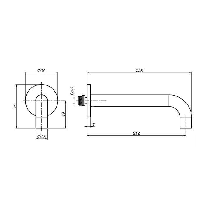Fima Carlo Frattini Излив для настенный, длина 20.7см., F2929CR цвет: хром