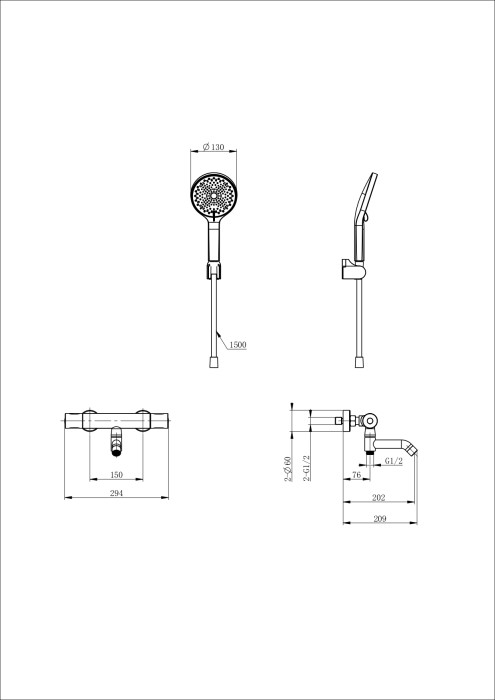 Смеситель для ванны с душем и термостатом, Wonzon & Woghand Inn, WW-B3013-A1-MW цвет: белый