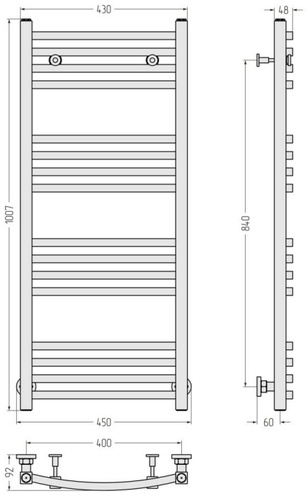 Сунержа Водяной полотенцесушитель 1000x400, Аркус, 00-0251-1040 цвет: без покрытия