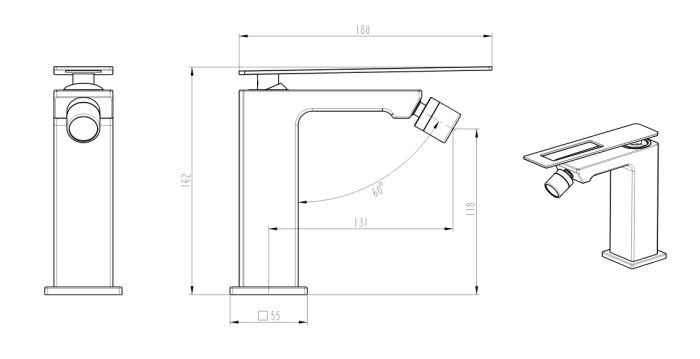 Смеситель для биде, хром, Q Boheme 146-CRB