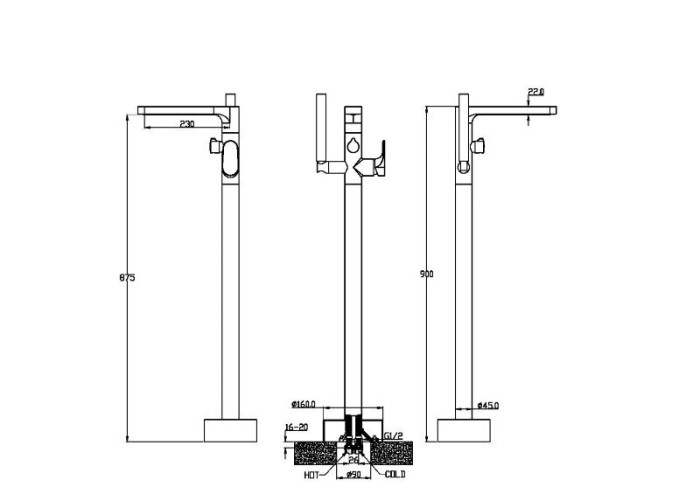Смеситель для ванны, никель, Spectre Boheme 459-NB