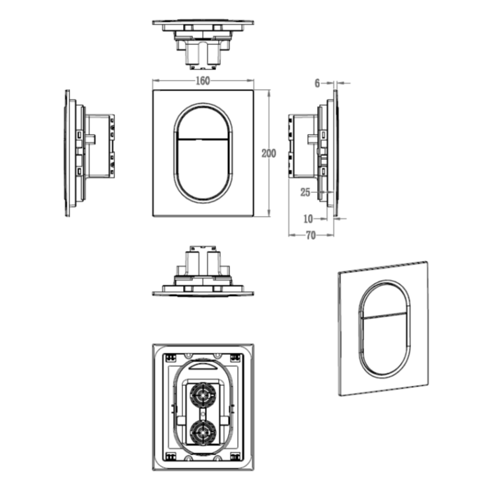 Кнопка смыва для инсталляции пневматическая, Wonzon & Woghand, WW-IB257-CR цвет: хром