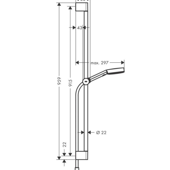 Душевой гарнитур Relaxation cо штангой 90см Pulsify Select S Hansgrohe, черный арт. 24170670