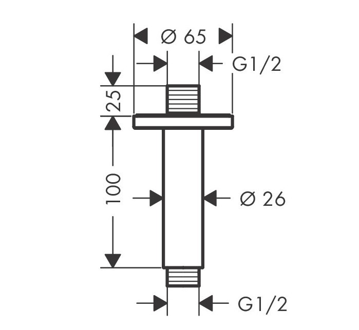 Душевой кронштейн потолочный 100 мм Vernis Blend Hansgrohe, черный арт. 27804670