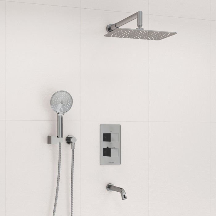 Встраиваемый комплект для ванны с верхней душевой насадкой, лейкой и изливом Alme 1500 WasserKRAFT арт. A171519 Thermo