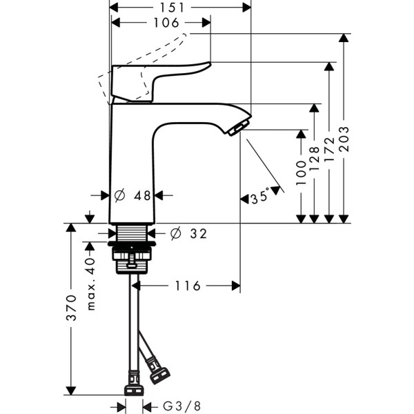 Смеситель для раковины, Hansgrohe Metris, хром арт. 31084000