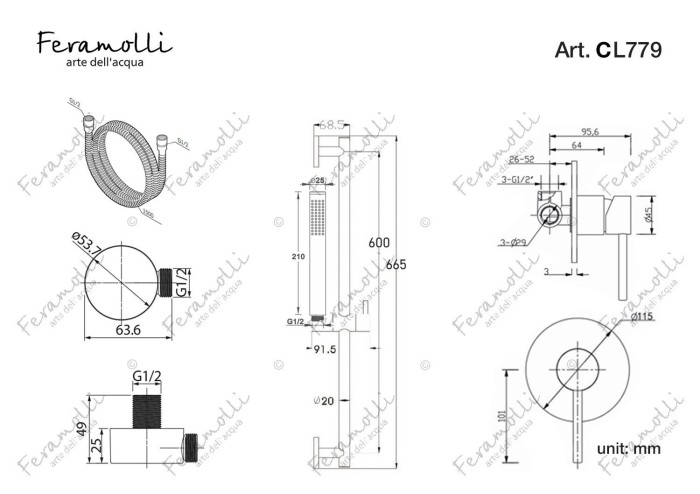 Душевая система для душа, хром, Tropicale Feramolli - CL779