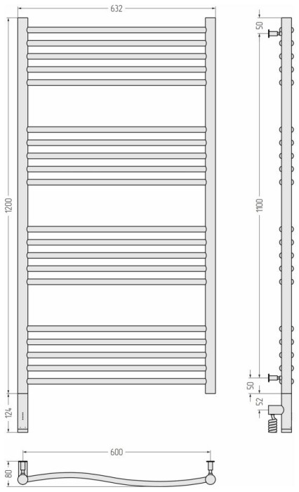 Сунержа Электрический полотенцесушитель 1000x300, Флюид 3.0, 00-5820-1260 цвет: без покрытия