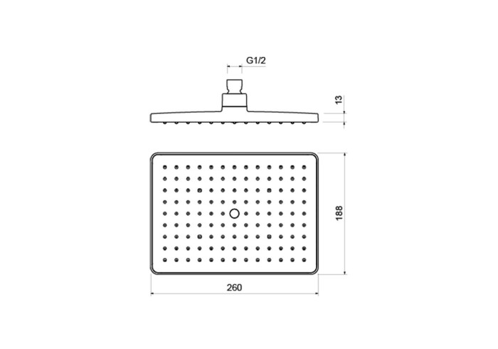 Прямоугольный верхний душ 260x188x68 мм, Aquatek, хром арт. AQ2087CR