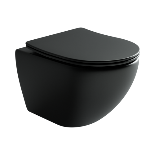 Подвесной унитаз с сиденьем Ceramicanova Metropol, чёрный арт. CN4002MB