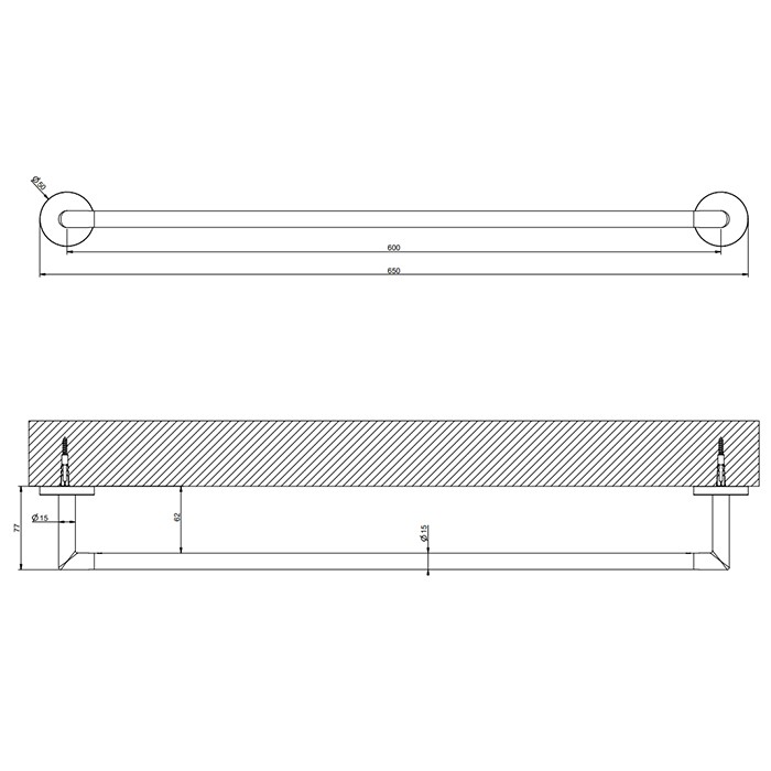 Полотенцедержатель, 60 см, Gessi Tondo, finox brushed nickel арт. 63703#149