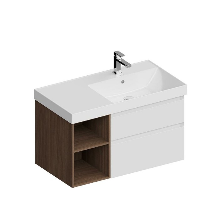 Тумба правая подвесная с ящиками 90см, Cubo Kerama Marazzi, белый - CUB.90.2Rh\WHTM.N