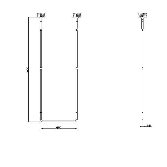 Полотенцедержатель потолочный 45см h=160см, Gessi Goccia, черный арт. 38144#099