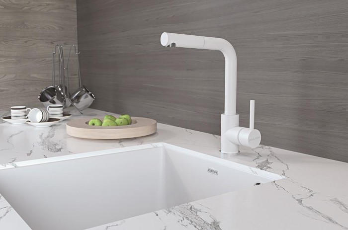 Смеситель для кухни  Paulmark KASSEL, белый матовый полностью - Ka214311-431TW