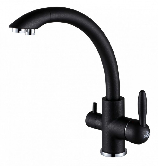 Смеситель для кухни  Paulmark ESSEN, черный металлик, две воды - Es213001-418