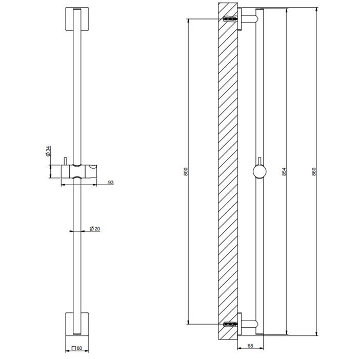 Штанга для душа, Gessi Rilievo, хром арт. 59244#031