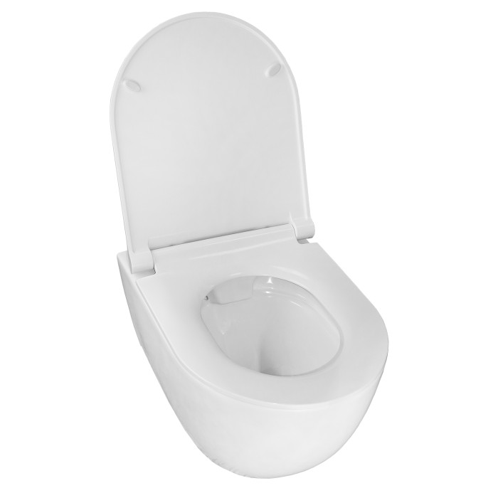 Подвесной унитаз 490х360х360 безободковый, с ультратонким сиденьем микроклифт, Azario Geno арт. AZ2196D