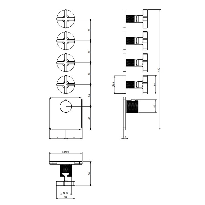 Смеситель для душа, встраиваемый, термостатический, Gessi Inciso, хром арт. 58348#031