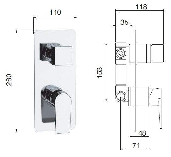 Смеситель хром глянцевый, Remer Dream, скрытого монтажа D94