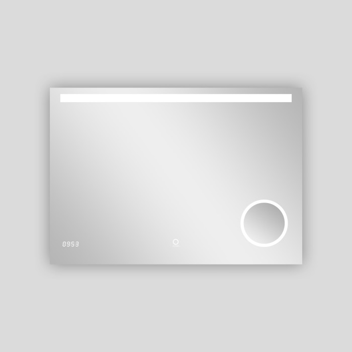 Зеркало 1000х700 сенсорный выключатель с функцией диммера, увеличительное зеркало, часы, Azario Viva - AZ-Z-033CS
