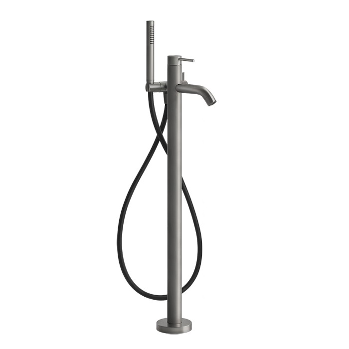 Напольный смеситель для ванны с душевой лейкой, Gessi Bath316, шлифованная сталь арт. 54028#239