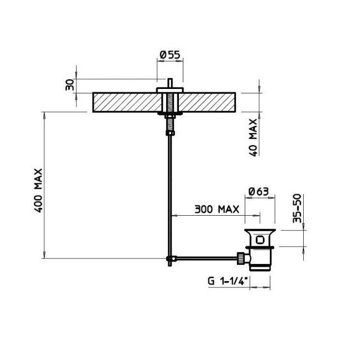 Донный клапан для раковины с автоматической пробкой, открывающийся сверху, Gessi, 01350#031 цвет: хром