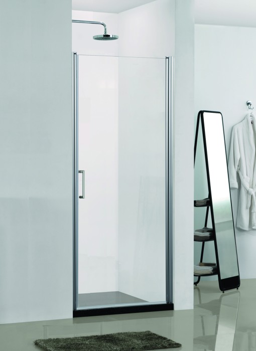 Распашная дверь 900х1900 прозрачное стекло 6 мм, цвет профиля серебро  Alberta, Azario арт. AZ-NK6211 900