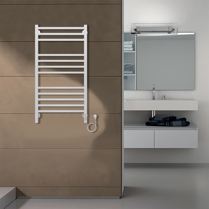 Полотенцесушитель электрический 500/1000 квадрат, 12 секций, диммер справа, белый, Ancona Azario - AZ71850W