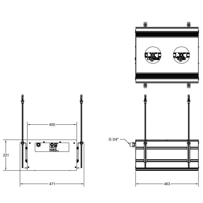 Профиль линейный 460 мм, для 2 модулей, установка Easy-Fix, Gessi Binario, black xl арт. 61123