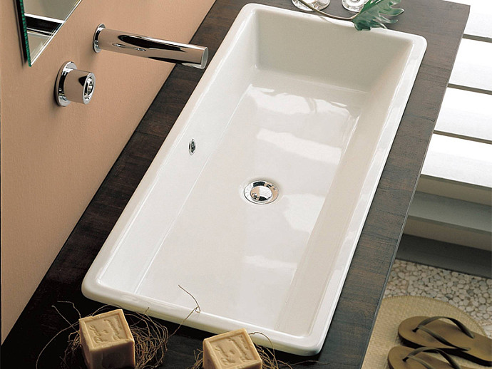 Раковина встраиваемая сверху с переливом без отверстий, цвет белый, Scarabeo Gaia - 8033