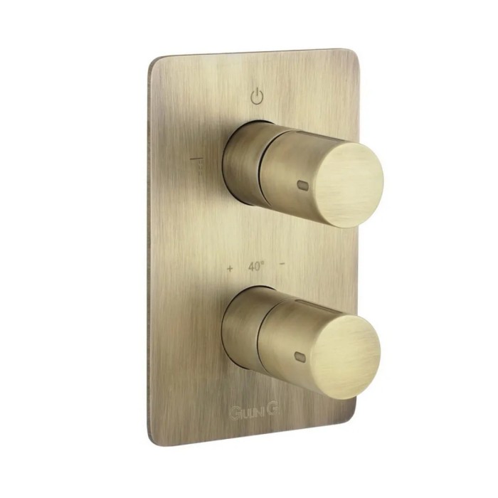 Внешняя часть термостатического смесителя с 2 выходами, Giulini Termostatici, бронза матовая арт. 8276-EPBROP