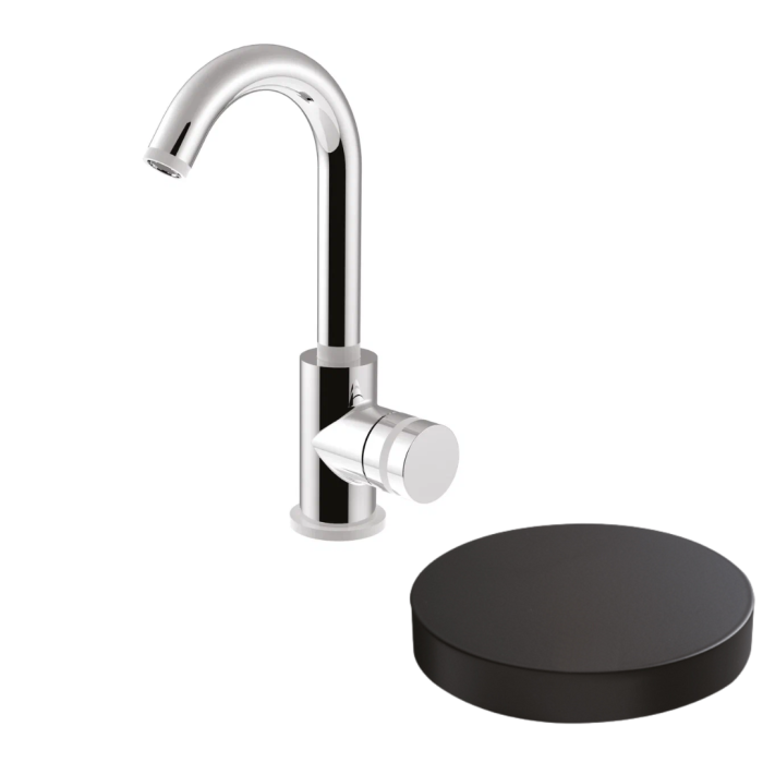 Смеситель для раковины, поворотный излив, однорычажный, Giulini My ring, черный матовый арт. MR0085/SCNO