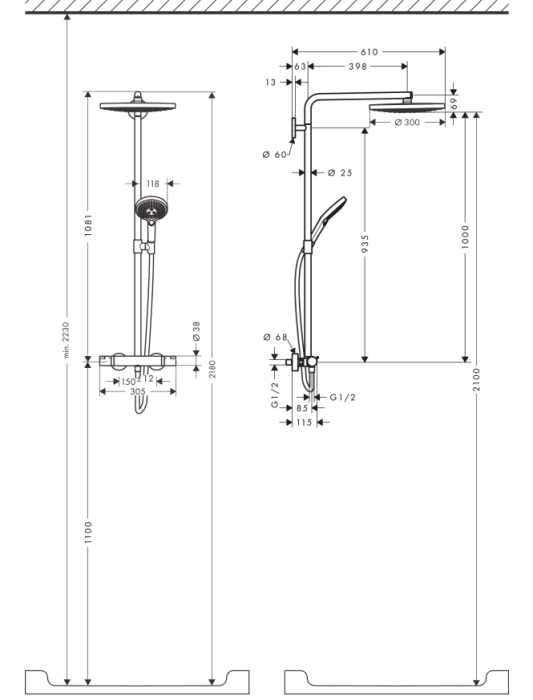 Душевая стойка Hansgrohe Raindance Select S с термостатом, цвет хром арт. 27133000