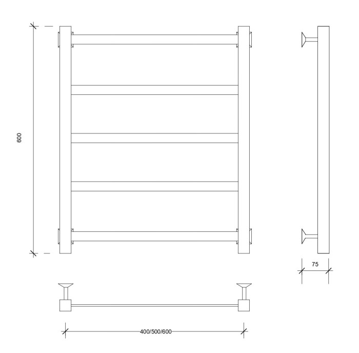 Полотенцесушитель водяной 60x40 Корсико 1 (хром) Secado арт. 4603777472719