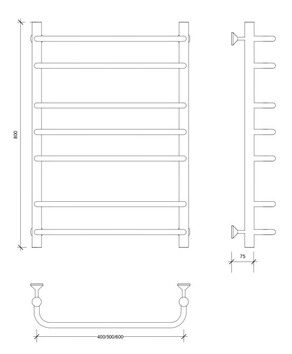 Полотенцесушитель водяной 80x60 Мерида 2 (хром) Secado арт. 4603777445539