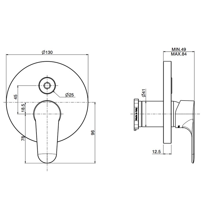 Fima Carlo Frattini Смеситель для душа, встраиваемый, с переключателем на 2 выхода, Serie 22, F3839E2NS цвет: черный