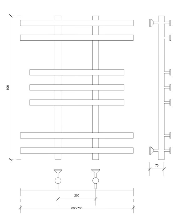 Полотенцесушитель водяной 80x20x60 Понтида 2 (хром) Secado арт. 4603777447663