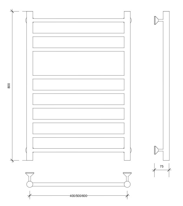 Полотенцесушитель водяной 80x40 Триада 5 (хром) Secado арт. 4603777443924