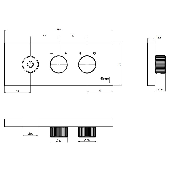 Fima Carlo Frattini Смеситель для раковины, встраиваемый, без излива, c кнопкой on/off, Switch ON, F5951/1CR цвет: хром