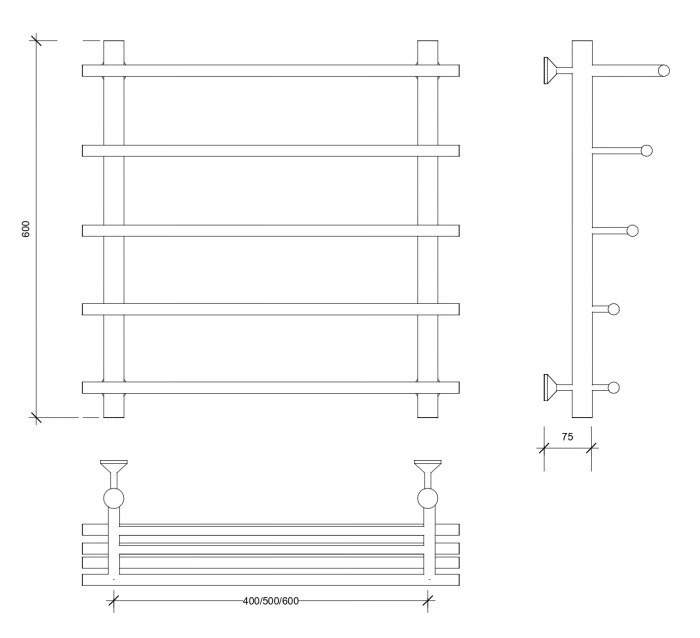 Полотенцесушитель водяной 60x50x60 Турин 6 (хром) Secado арт. 4603759407463